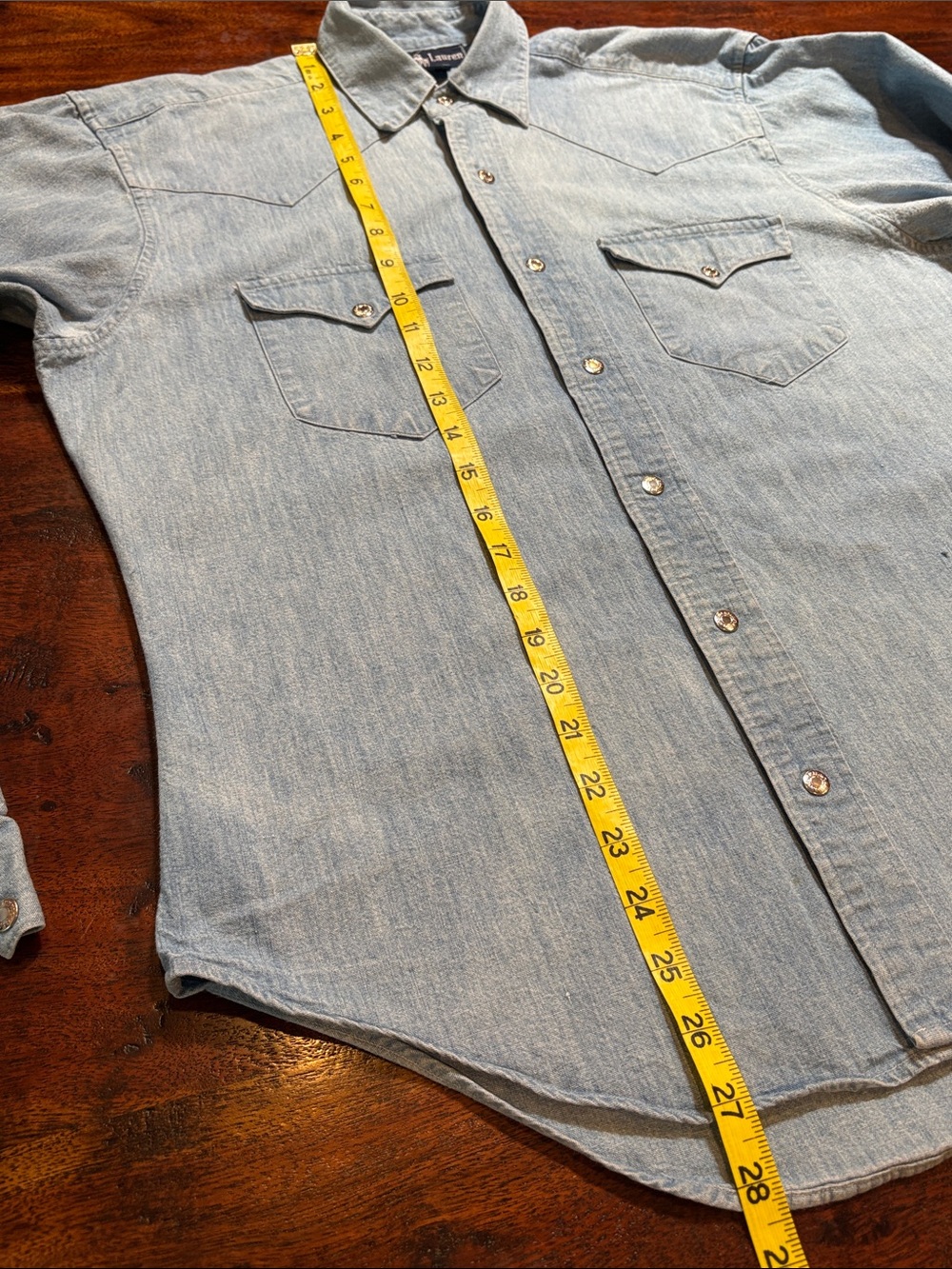 Vintage Ralph Lauren Western 80s Light Blue Denim Silver Snap Top size 8 *As-Is* - Picture 13 of 14